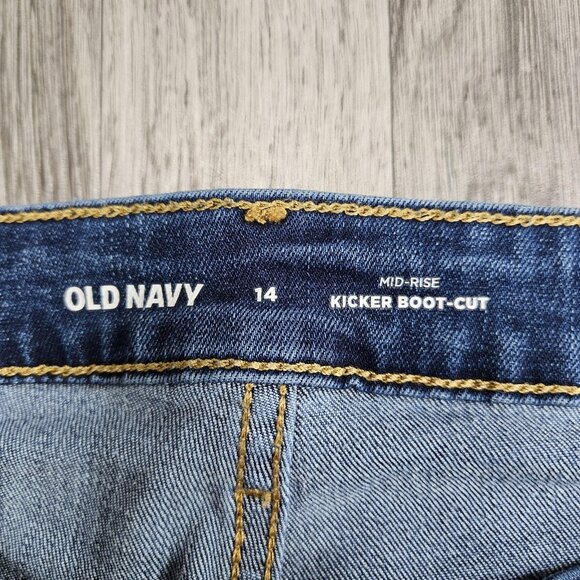 Old Navy Jeans Womens 14 Blue Mid Rise Kicker Boot Cut Stretch Denim Casual - Picture 4 of 11